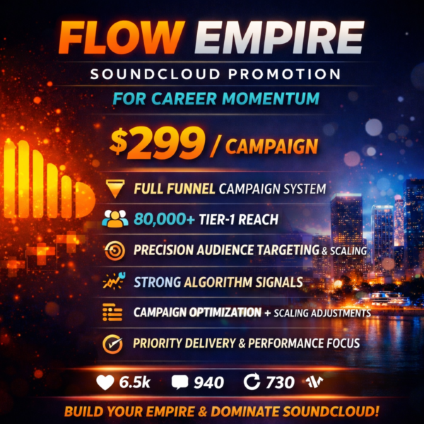 Flow Empire – Premium SoundCloud Promotion | 80K+ Reach Full Funnel Campaign